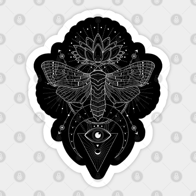 Satin Moth | Lotus Flower Sticker by CelestialStudio